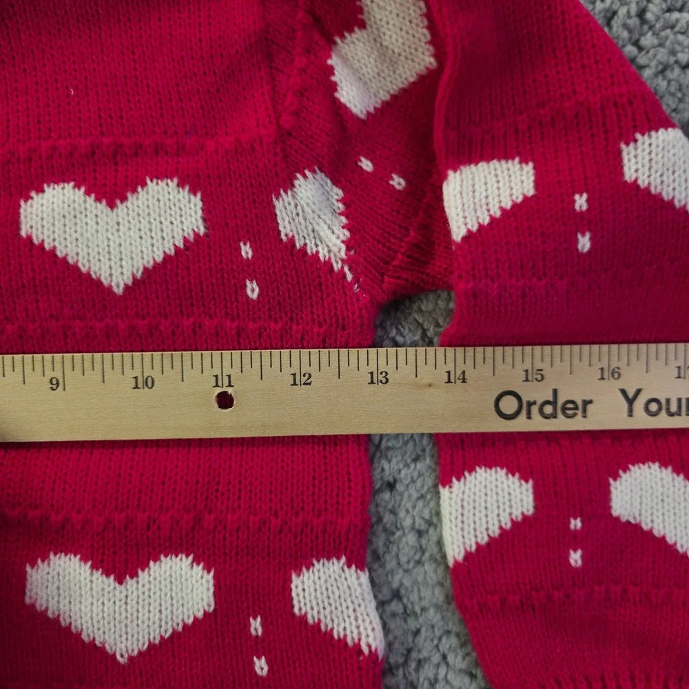 KT Kemples Girls Pink Heart Knit Sweater Vintage Size 6X Magenta Pullover